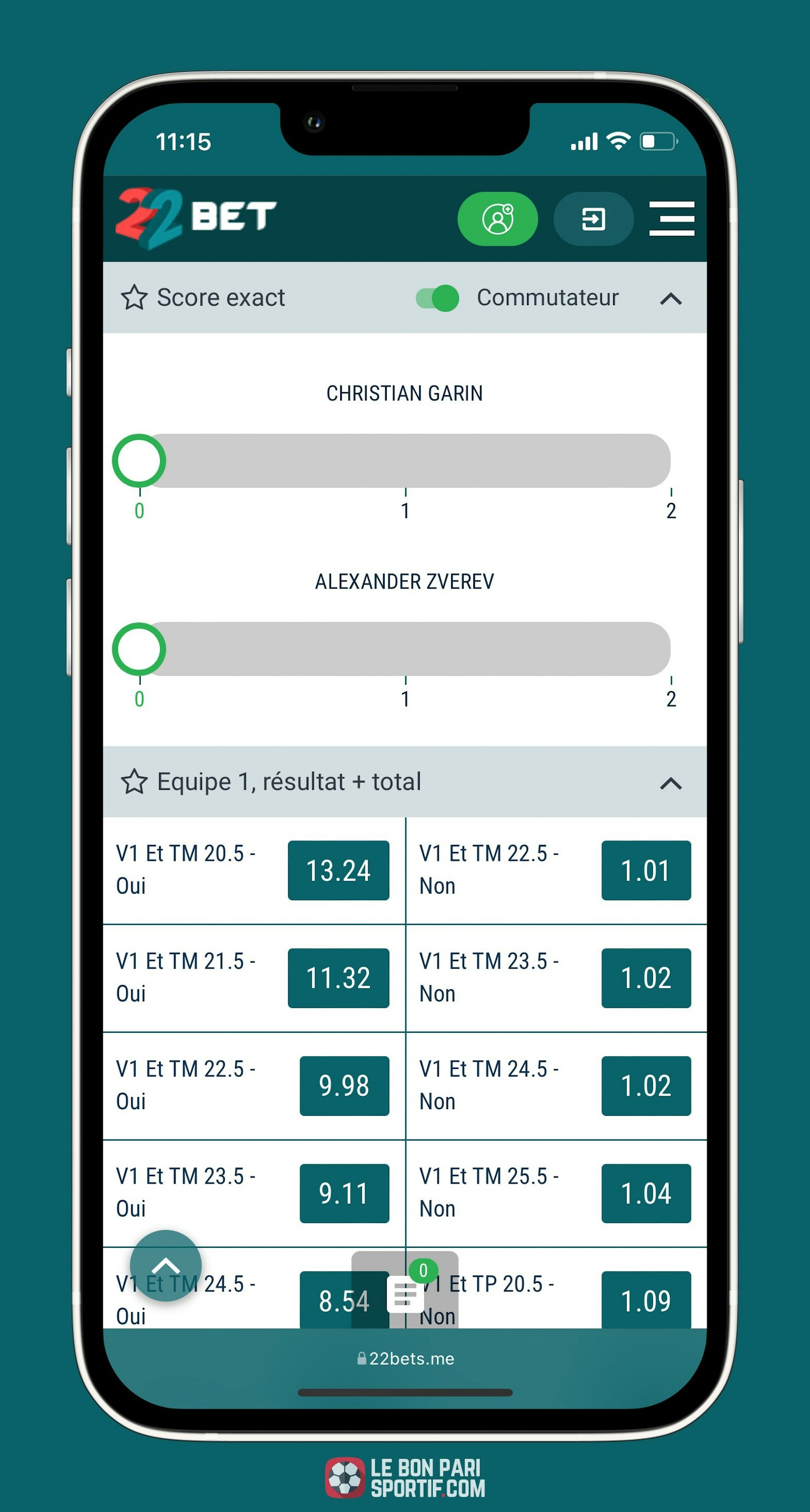 Application 22Bet, un large choix de fonctionnalités