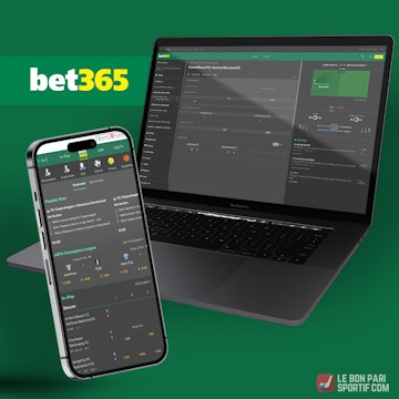 Page d'accueil du site Bet365 sur ordinateur et smartphone