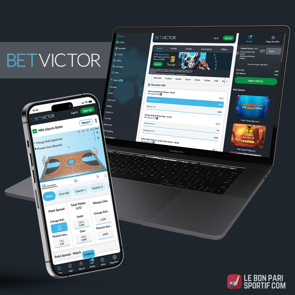 Test BetVictor Canada : le site web sur téléphone et ordinateur portable