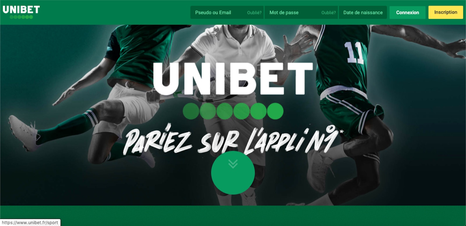 Page daccueil Unibet