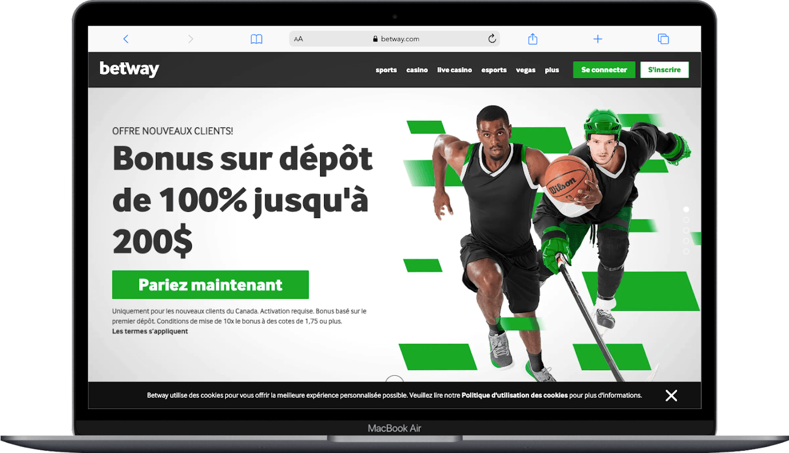 Page des promotions du site Betway
