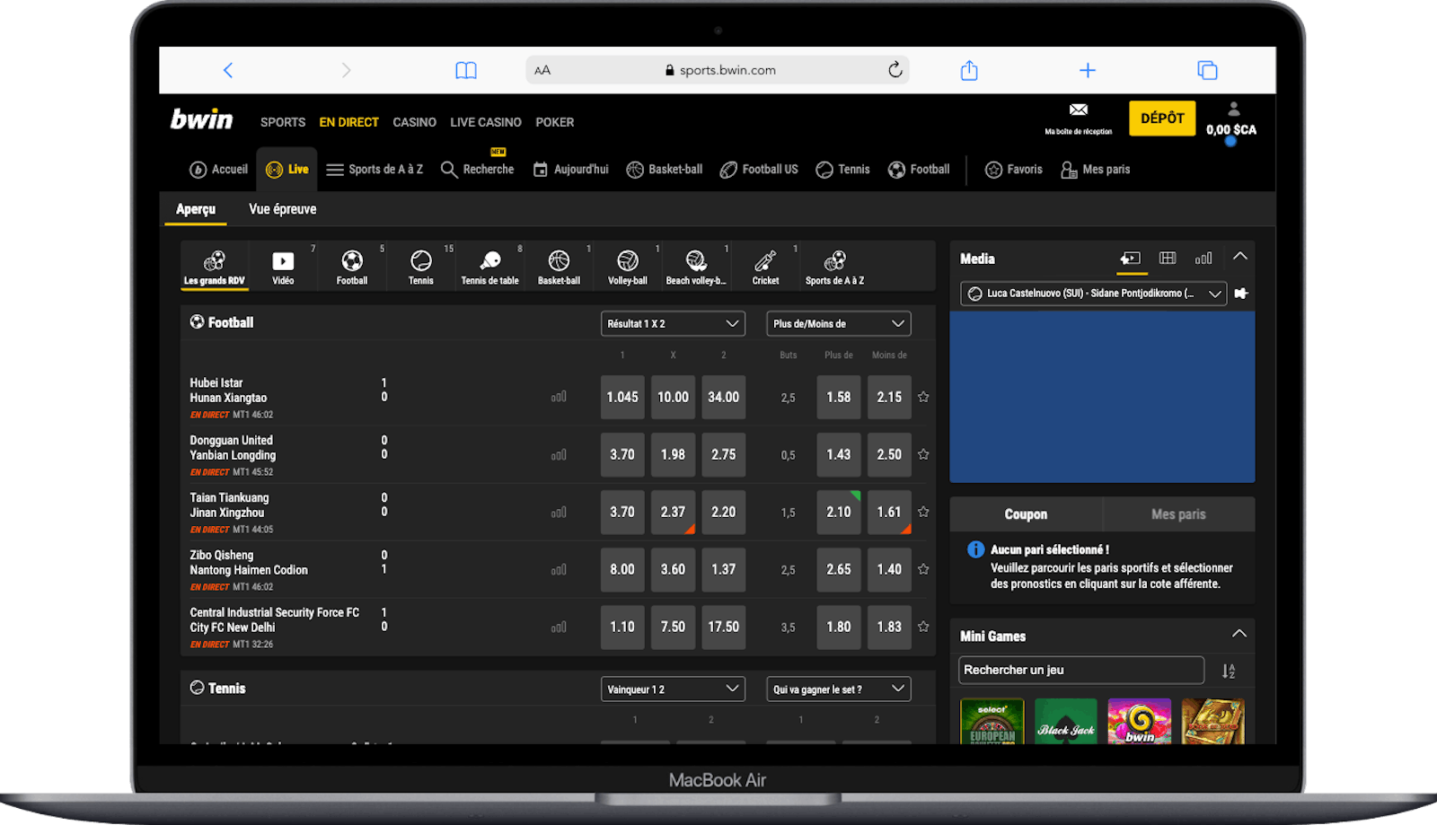Bwin live section