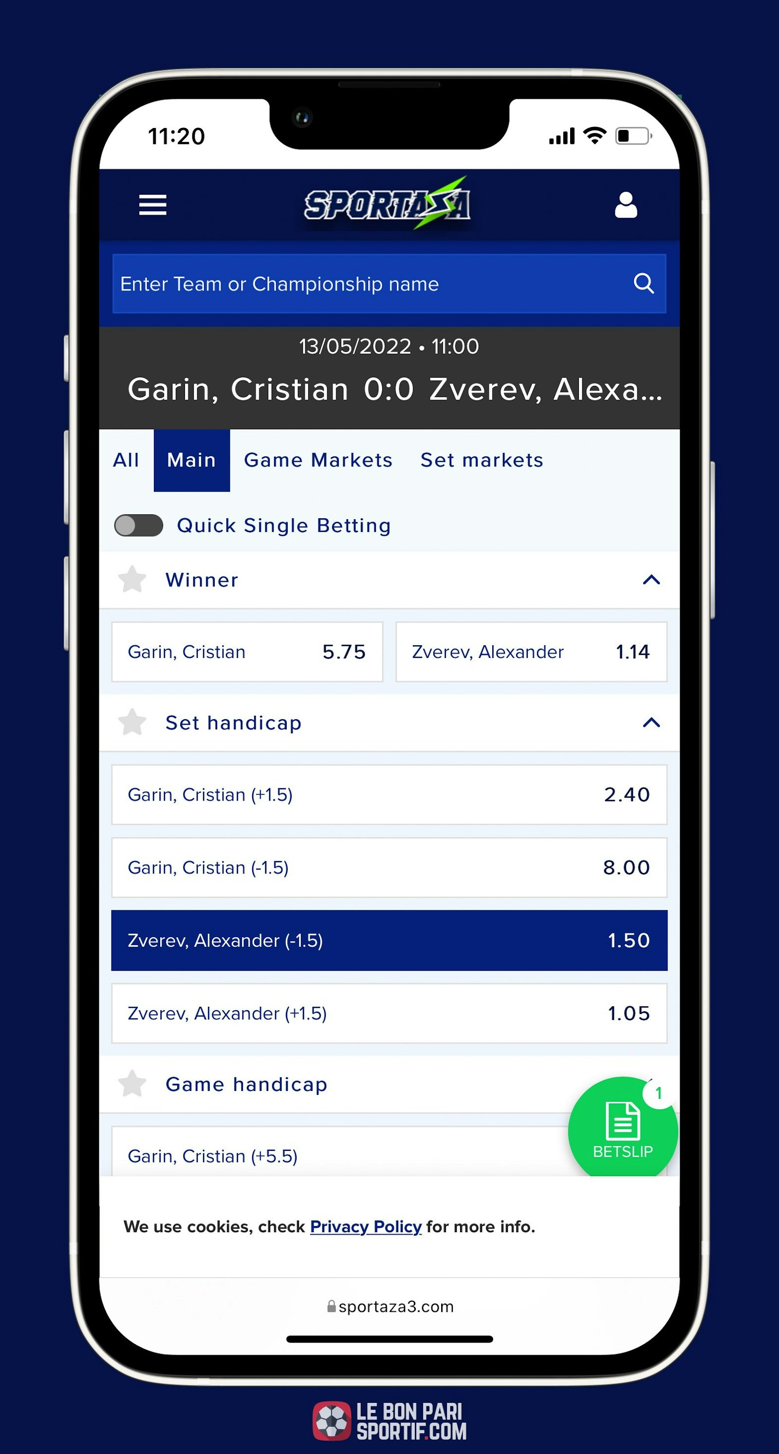Sportaza mobile, retrouvez les paris handicaps