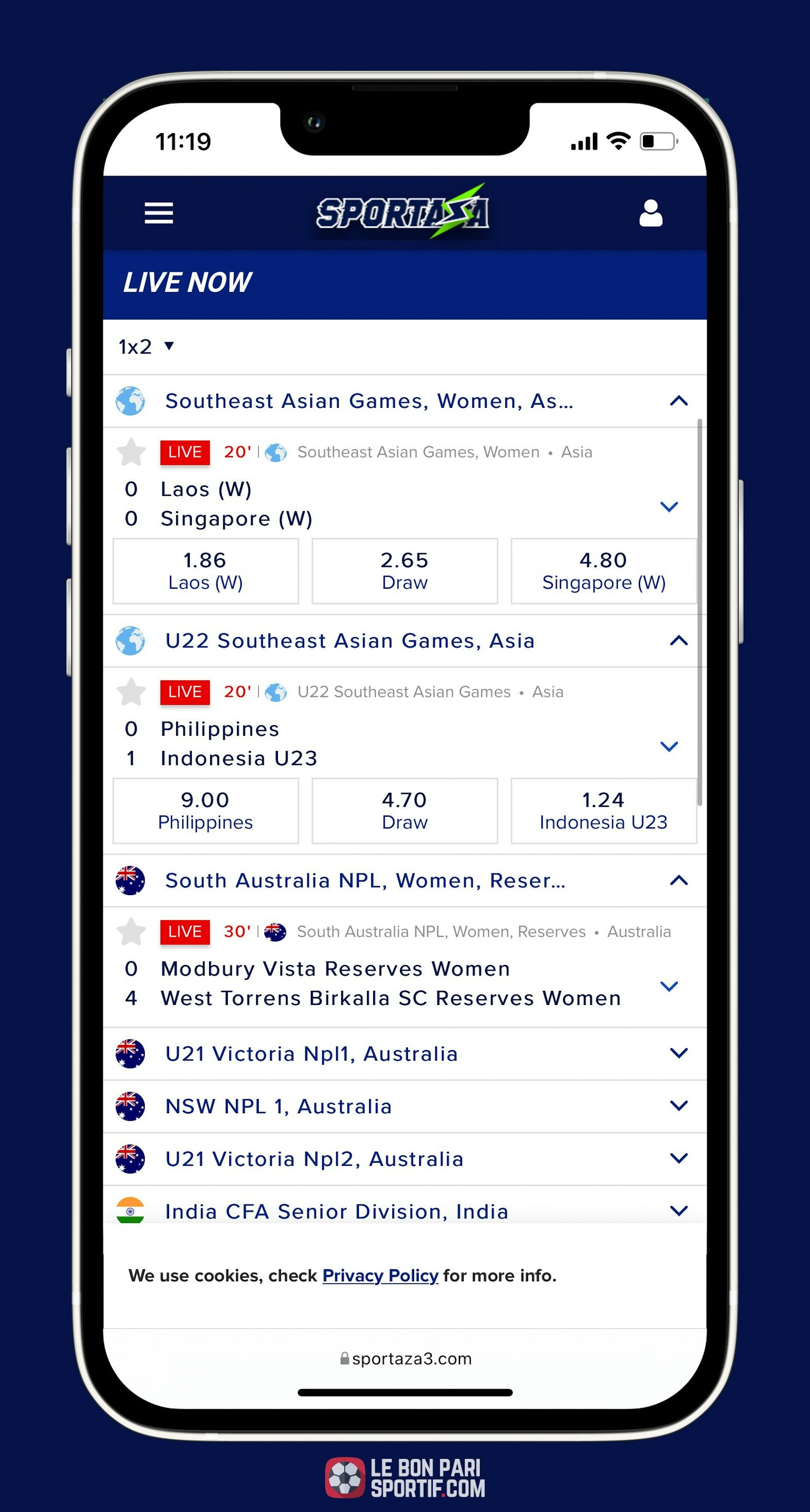 Sportaza paris en direct sur mobile