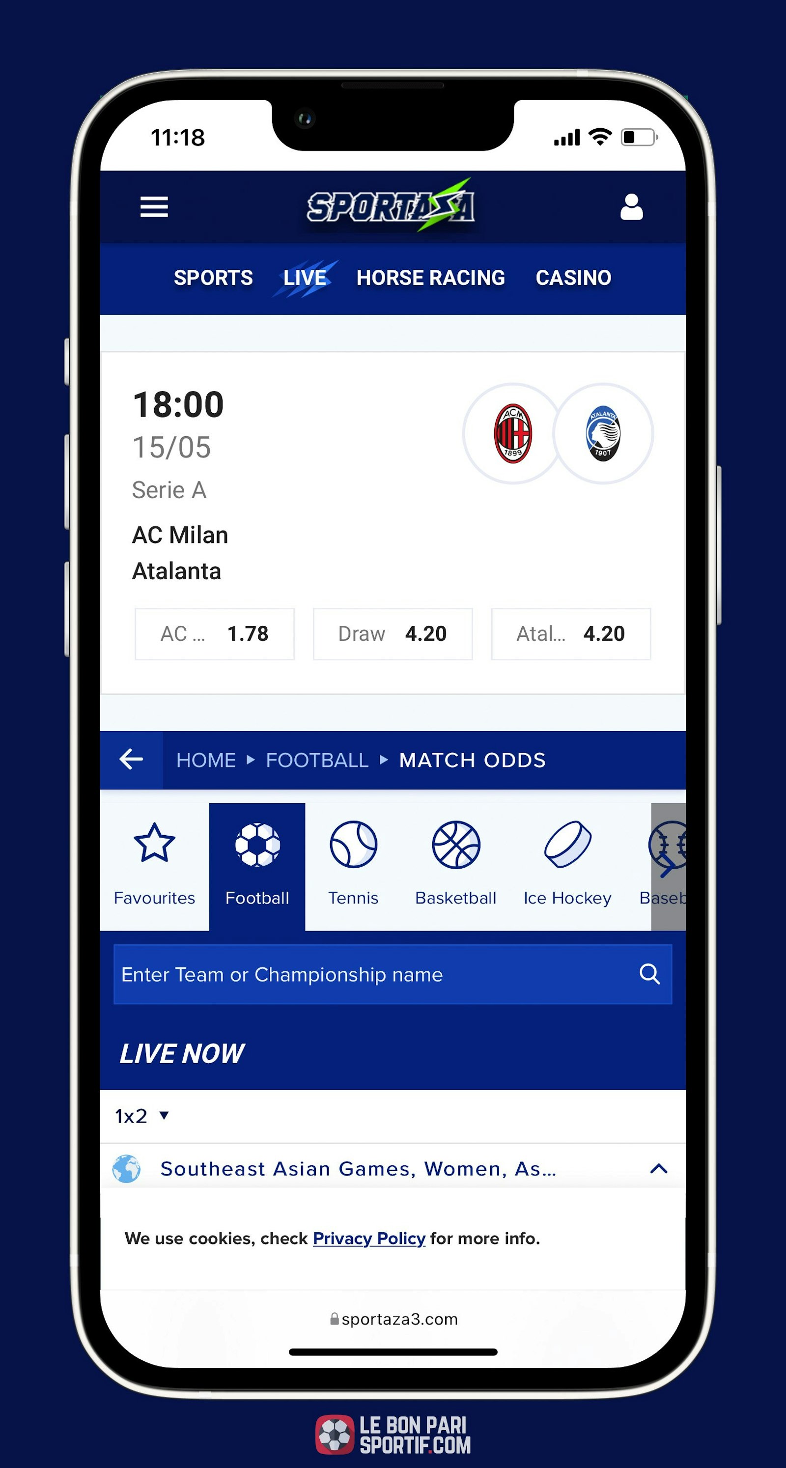 Sportaza vos paris sur le football