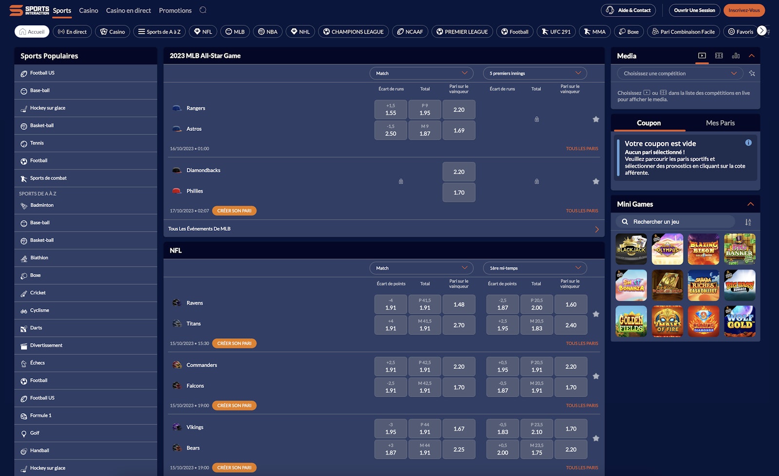 Sports Interaction Accueil