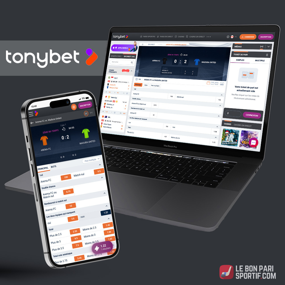Test TonyBet Canada : le site web sur téléphone et ordinateur portable