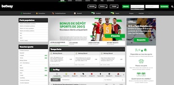 Capture écran de la page d'accueil du site Betway