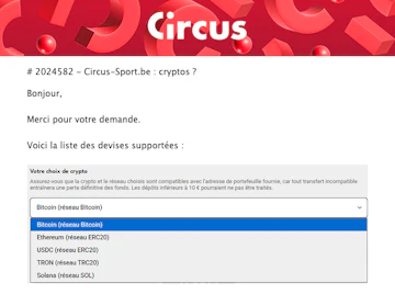 Circus belgique cryptos service client