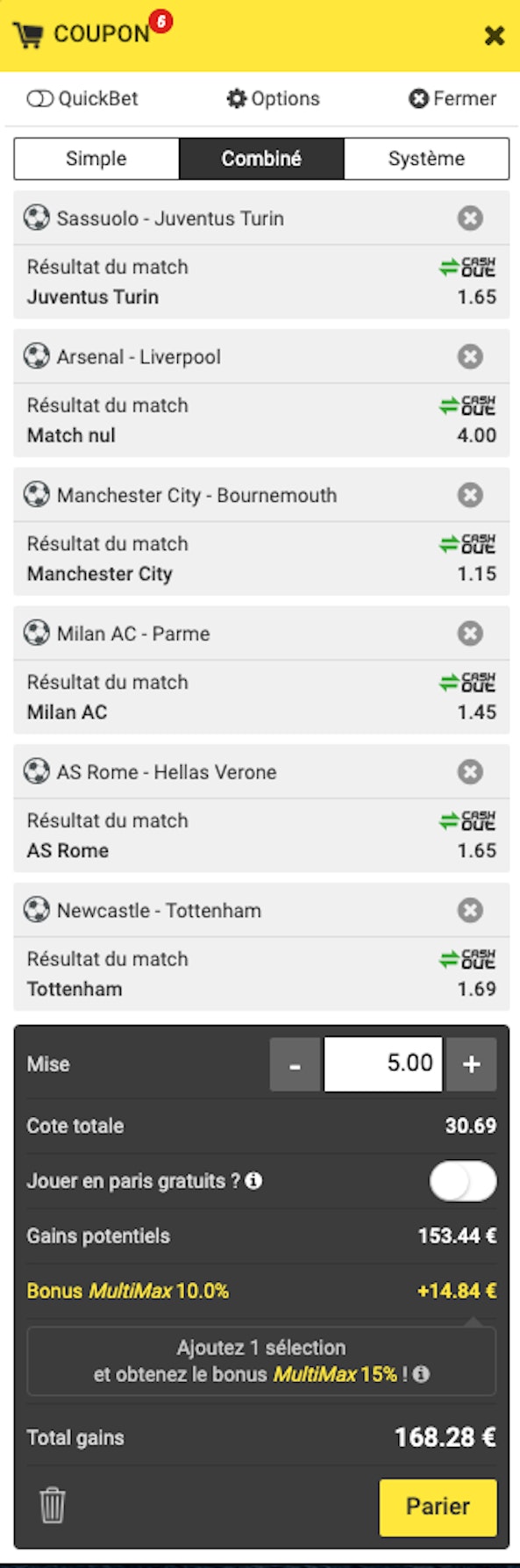 Combines boostes unibet