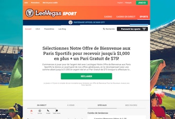 Page d'accueil du site LeoVegas Sport