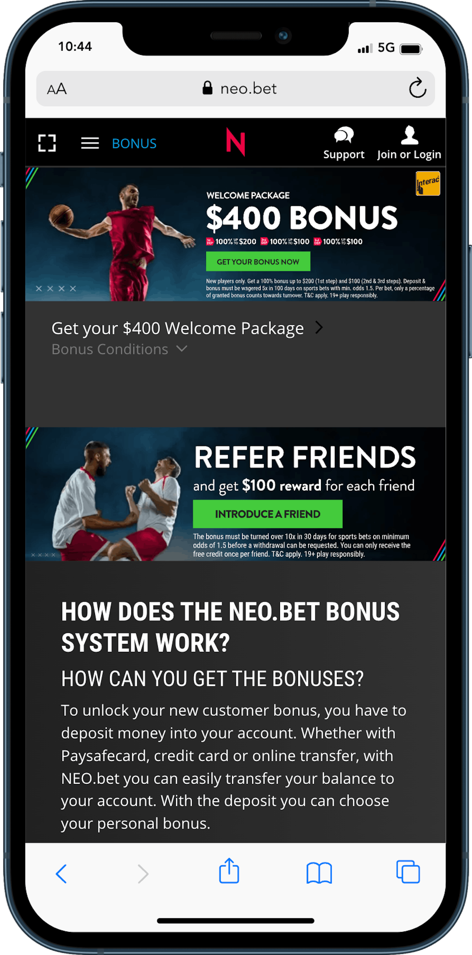Neobet mobile bonus