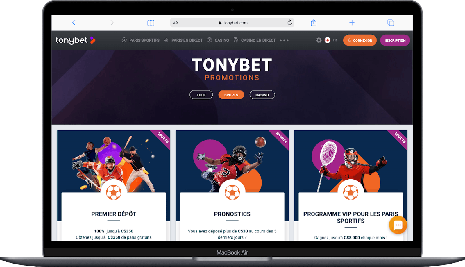 Page des promotions de TonyBet