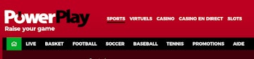 Capture écran du menu horizontal sur le site PowerPlay