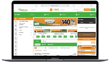 Page d'accueil du site web Sportcash en Côte d'Ivoire sur un ordinateur